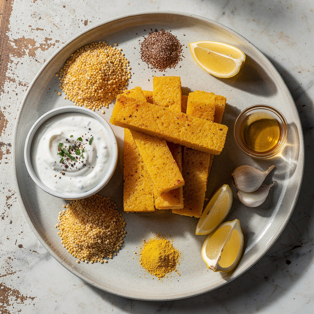 Crispy Baked Polenta Sticks with Ranch Dip
