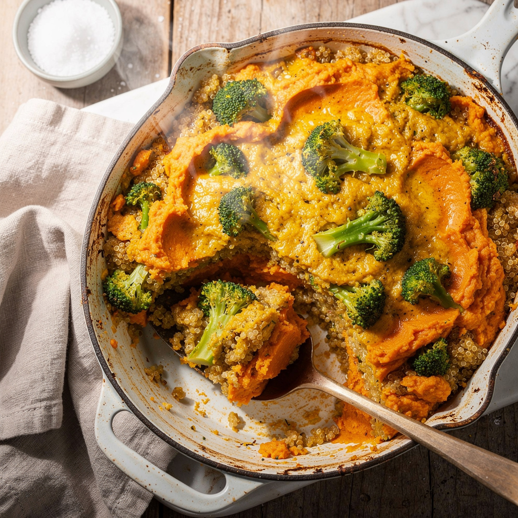 "Cheesy" Broccoli & Quinoa Casserole (Vegan)
