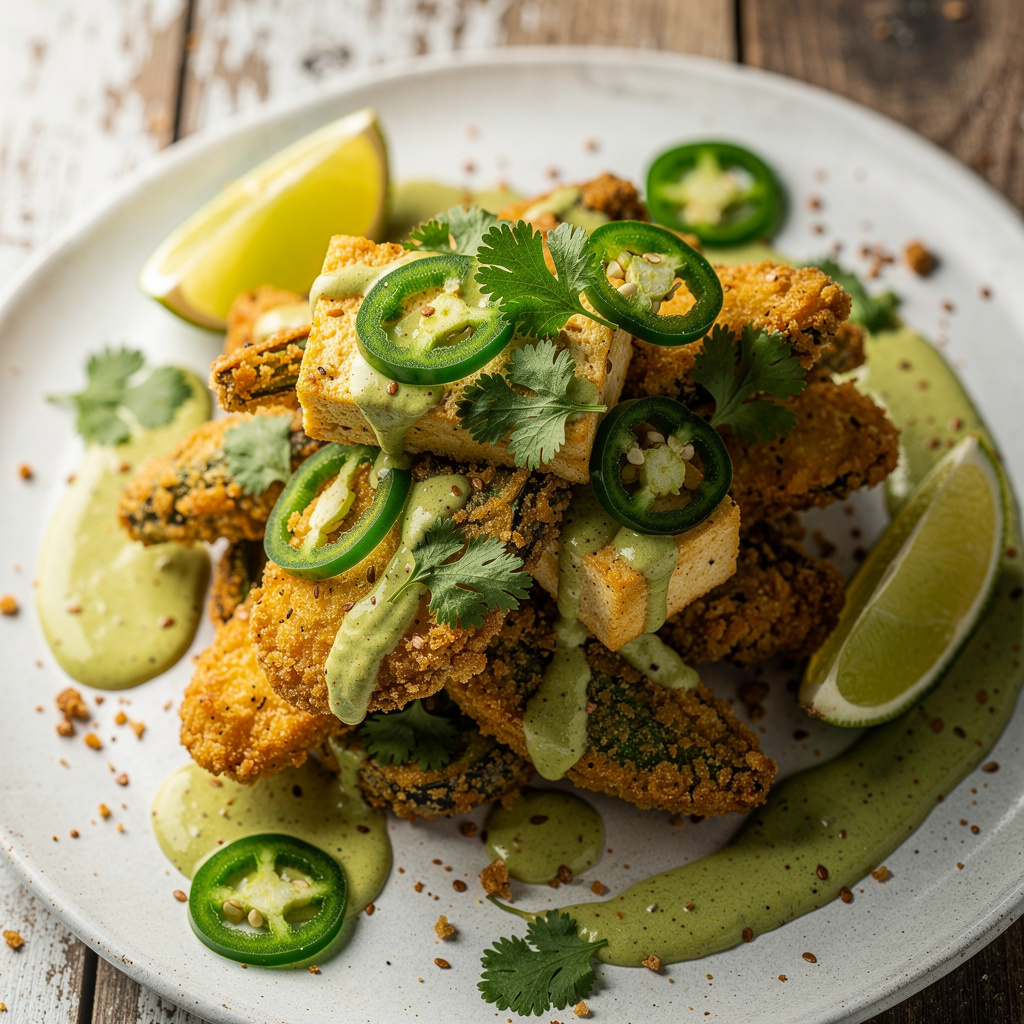 Air-Fried Tempura Veggies with Jalapeño-Lime Sauce