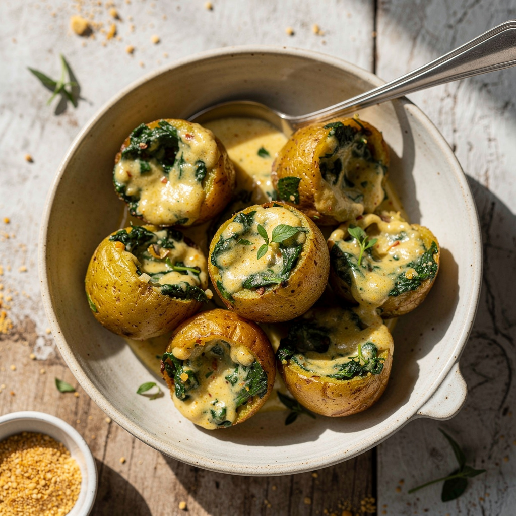 Cheesy Vegan Stuffed Spinach Bites