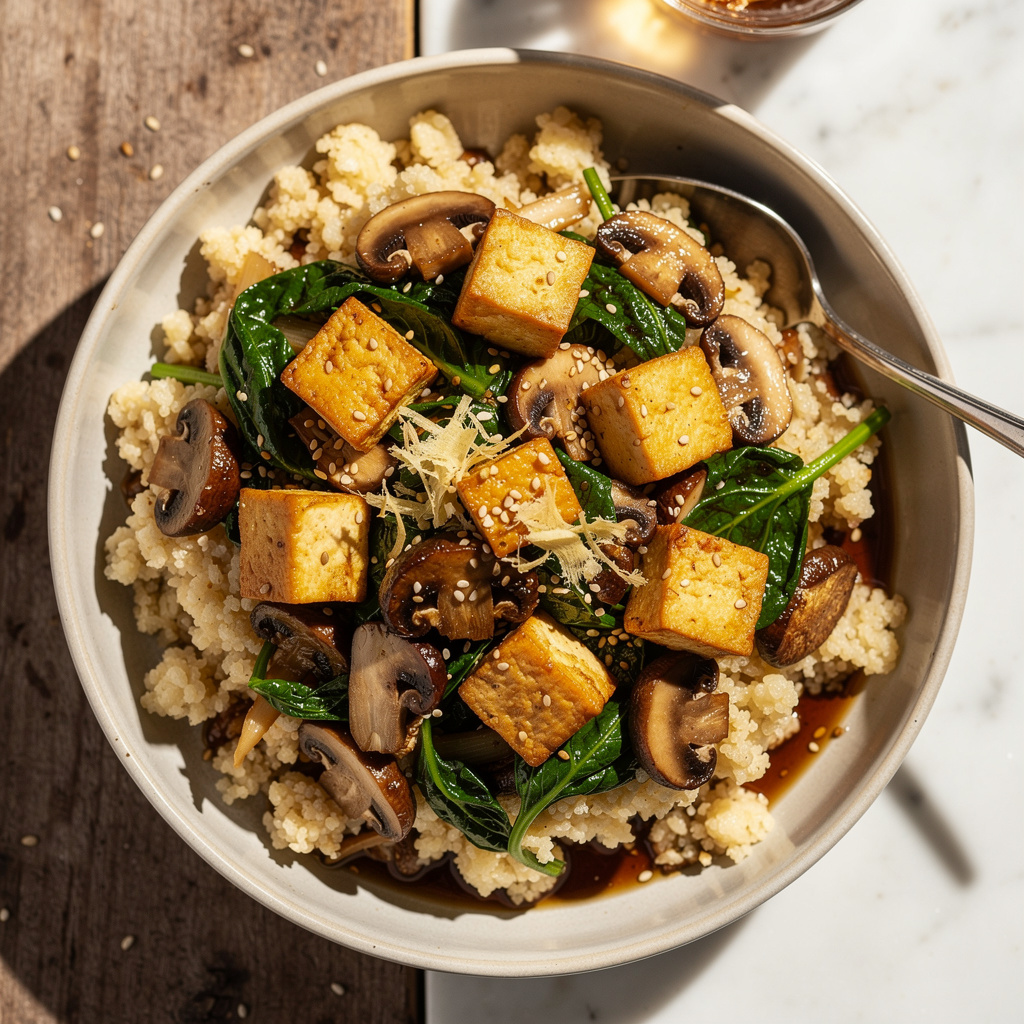 Cauliflower Tofu Stir Fry with Ginger & Sesame