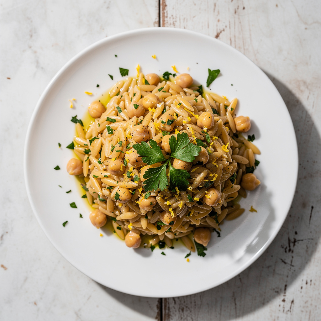 Lemon Parsley Chickpea Orzo