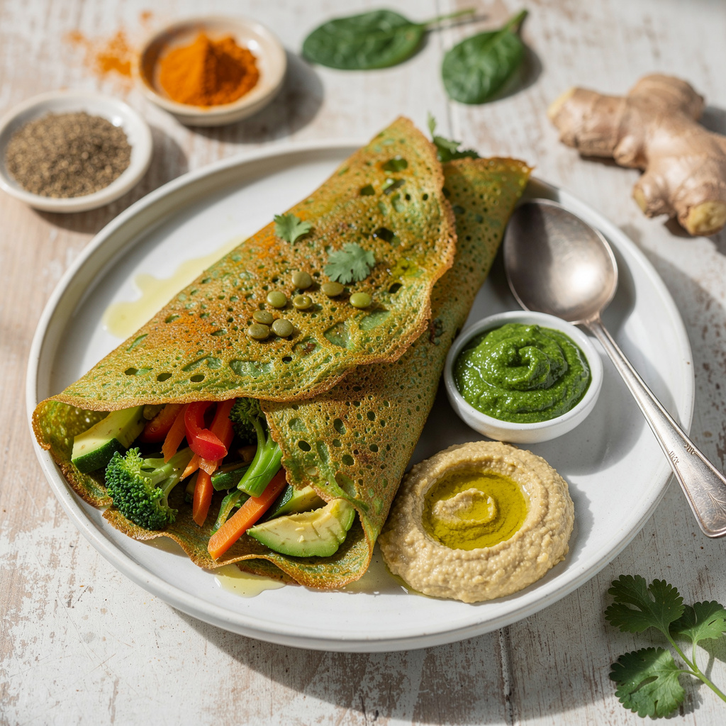Green Lentil Crepe with Spinach