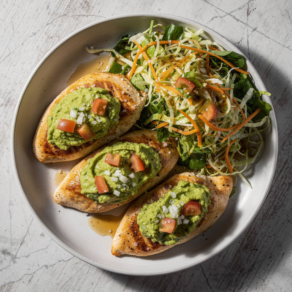 Guacamole Chicken with a Slaw Side Salad