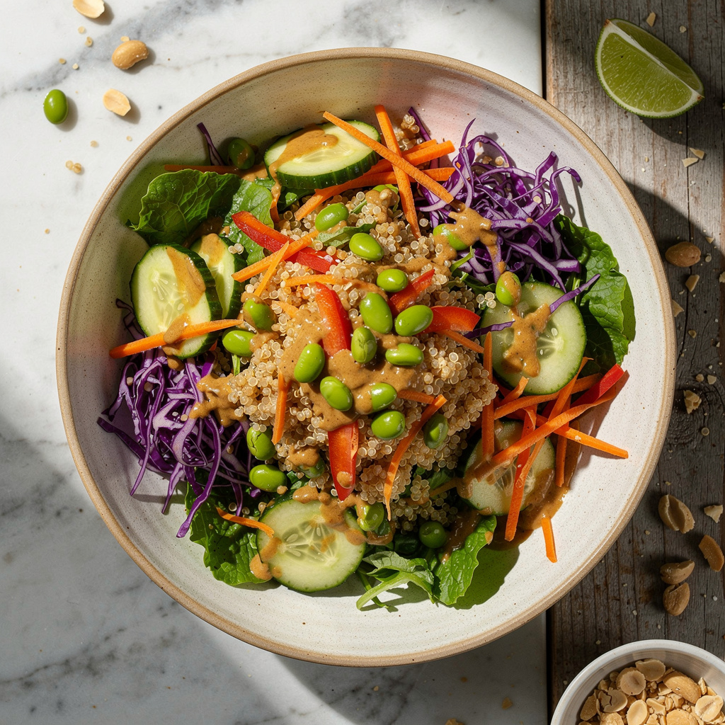 Asian Peanut Crunch Salad with Quinoa & Edamame