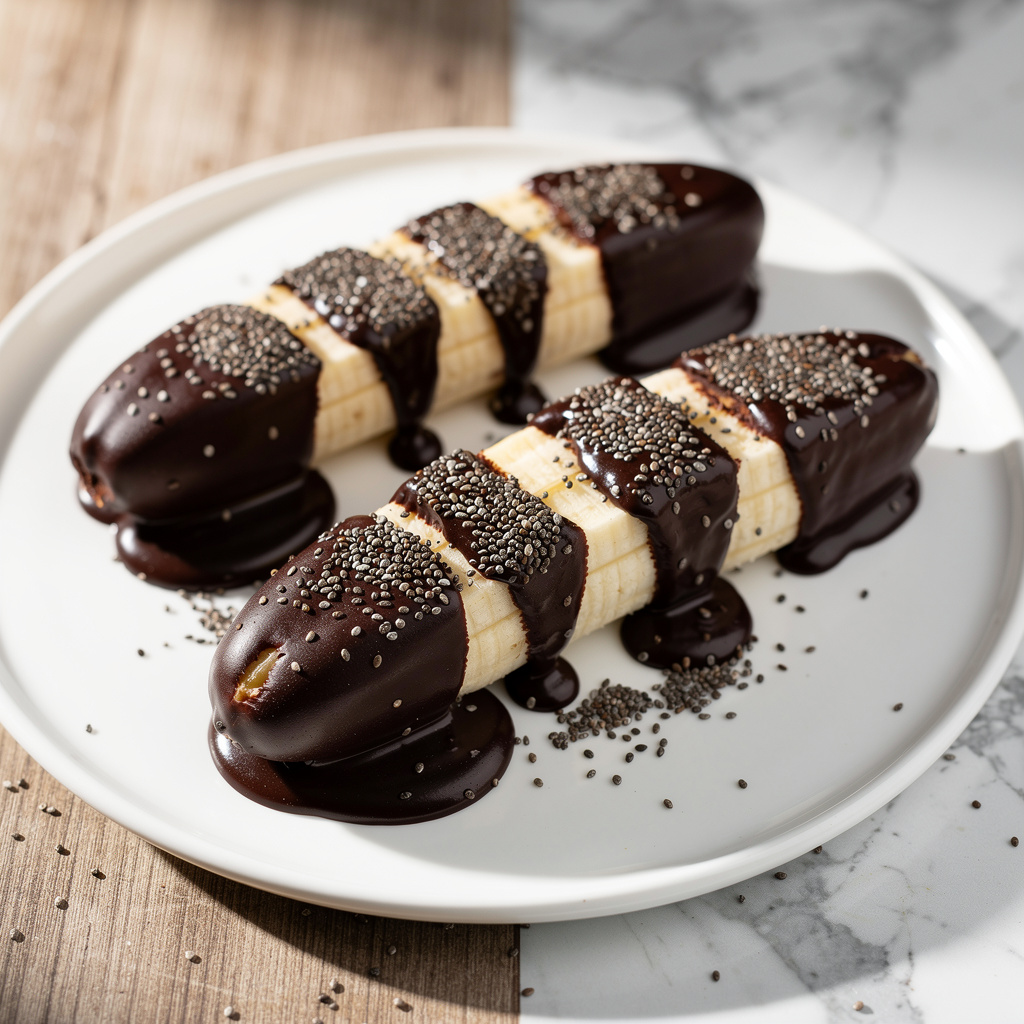 Frozen Chocolate Covered Bananas with Chia Seeds