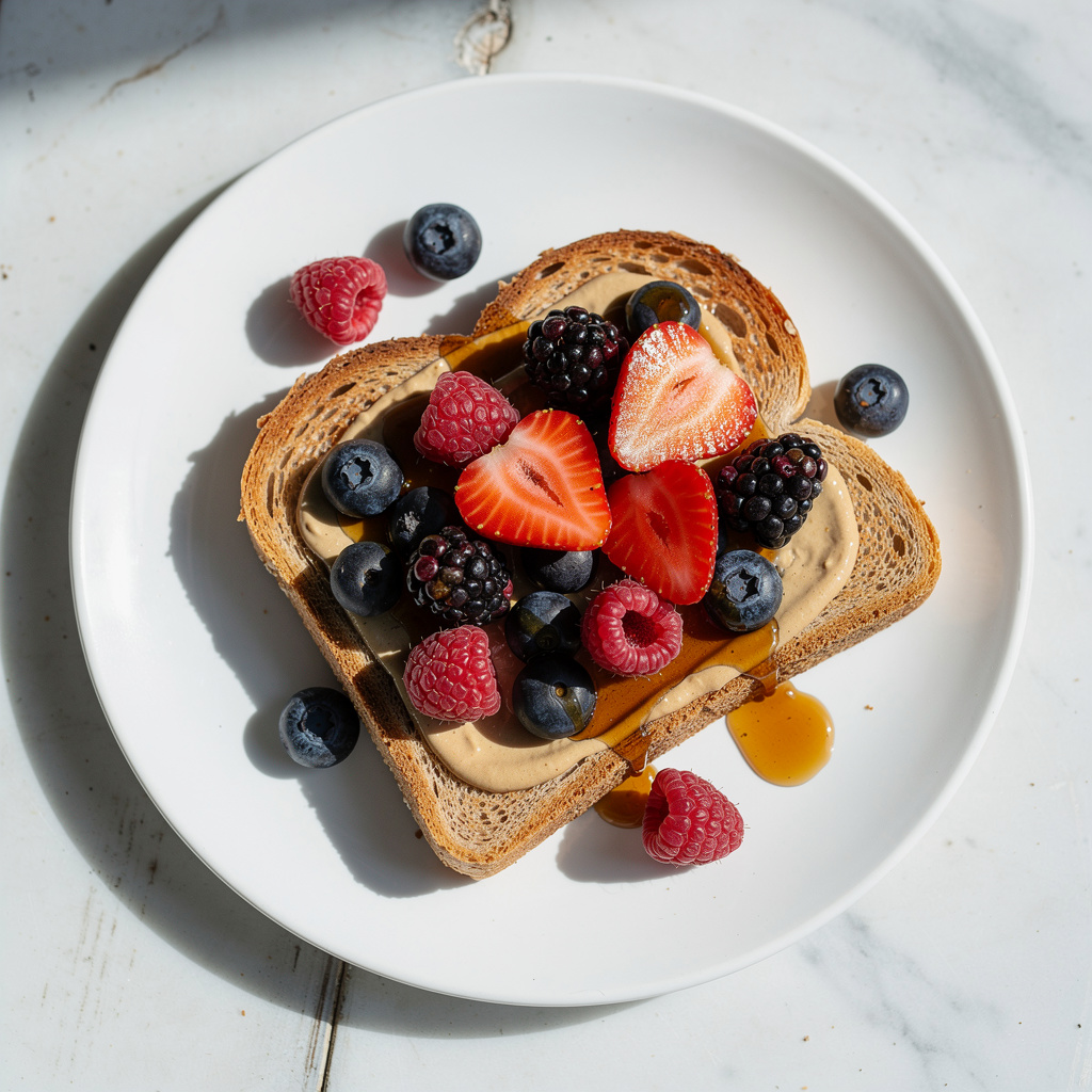 Maple Tahini Toast with Berries