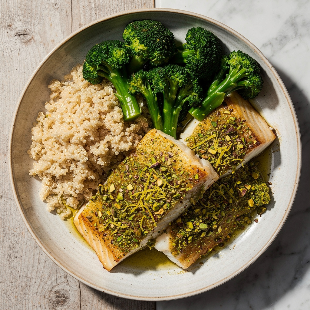 Pistachio-Encrusted Wild-Caught Halibut