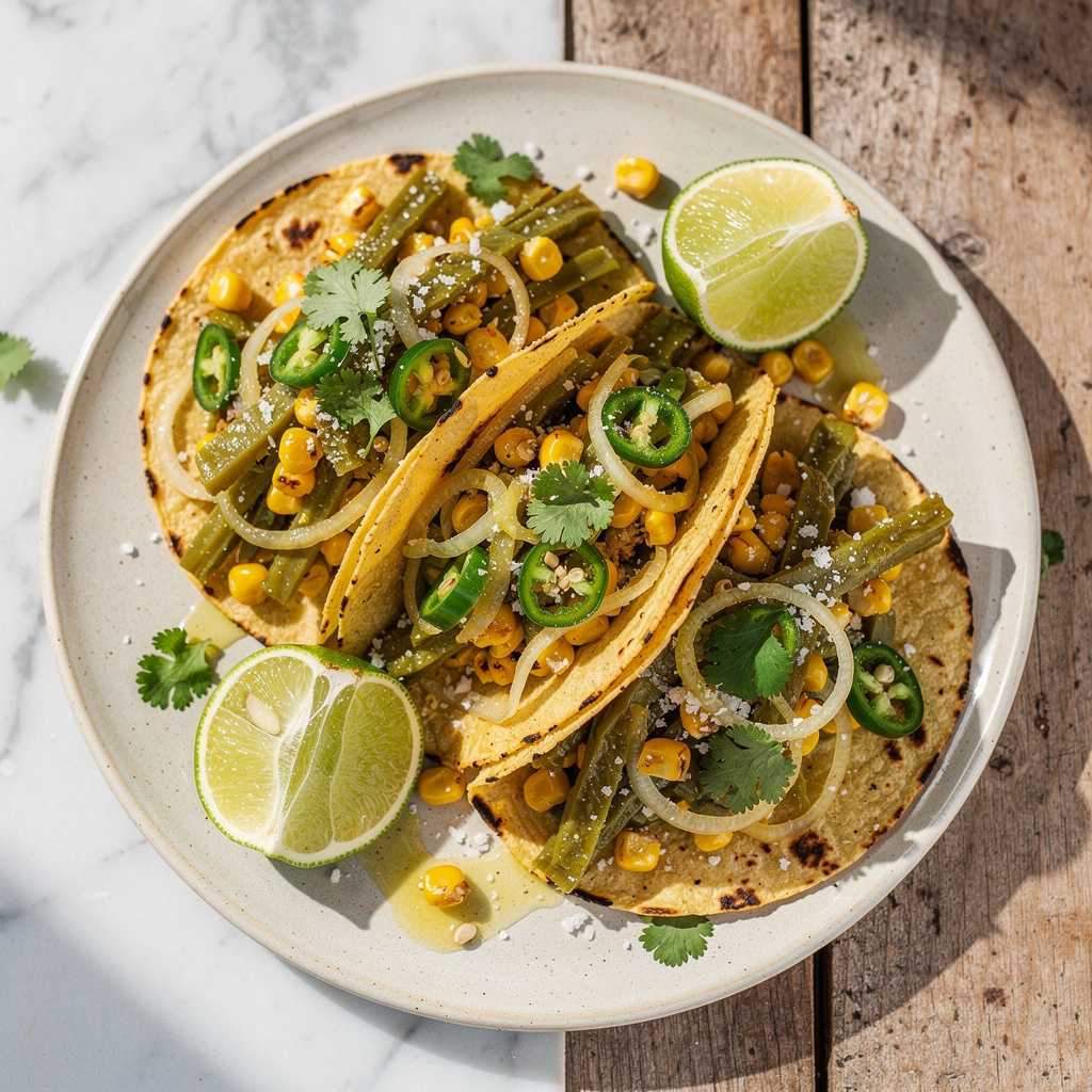 Nopales and Roasted Corn Tacos (Cactus)