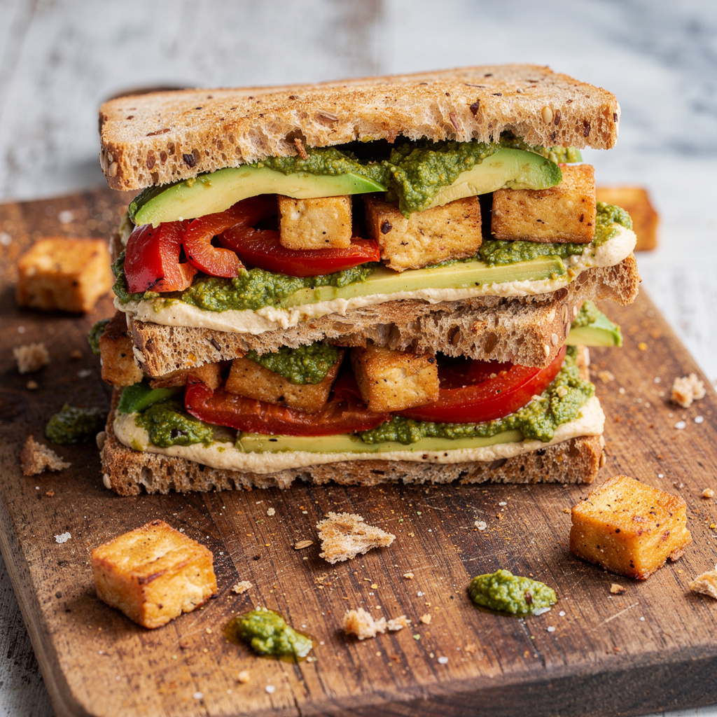 Roasted Bell Pepper Pesto Sandwich