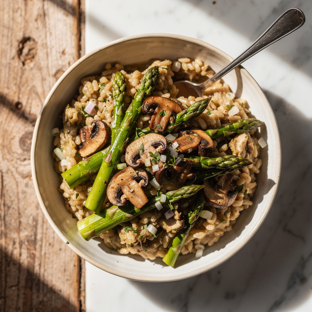 Wild Mushroom and Asparagus Risotto