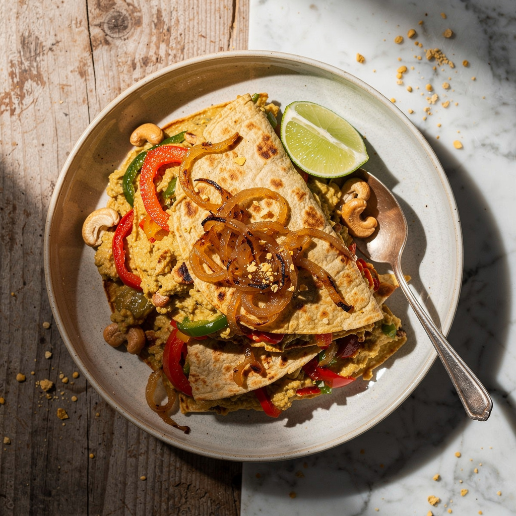 Caramelized Onion & Pepper Vegan Quesadillas
