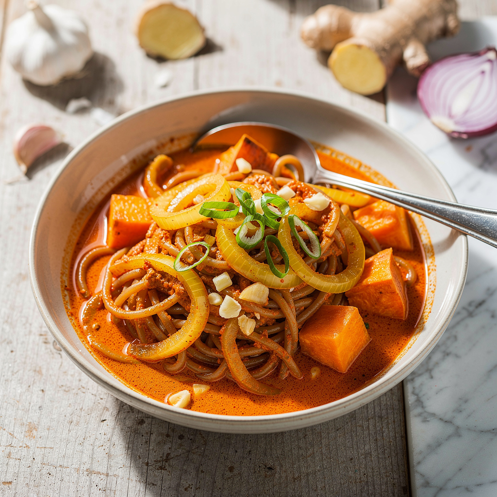 Thai Red Curry Noodles with Stir-Fried Vegetables
