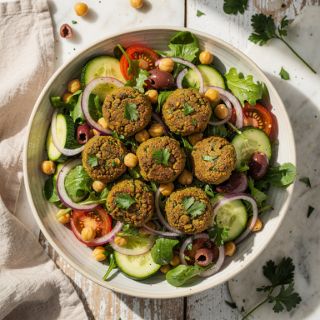 Greek Salad with Air-Fryer Falafel