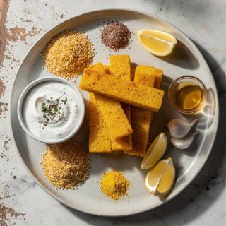 Crispy Baked Polenta Sticks with Ranch Dip