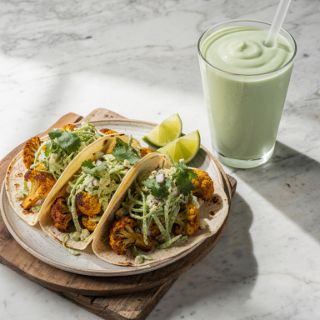 Cauliflower Tacos with Creamy Cilantro Slaw