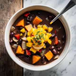 Caribbean Black Bean Soup with Mango Relish