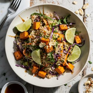 Spicy Thai Cabbage and Rice Salad with Sweet Potatoes