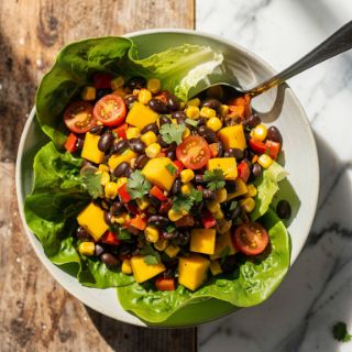 Black Bean, Corn, and Roasted Red Pepper Lettuce Cups