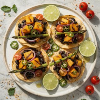Grilled Melon and Black Bean Tostadas