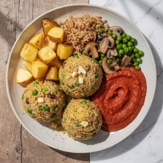 Sicilian Rice Balls with Mushrooms and Peas