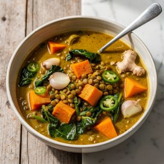 Lentil, Chard & Sweet Potato Curry