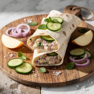 White Bean Wraps with Pickled Cucumber and Mint