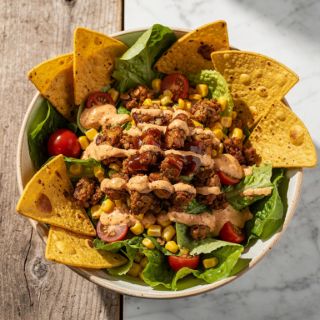 Tempeh Nacho Salad with Creamy Chipotle Dressing